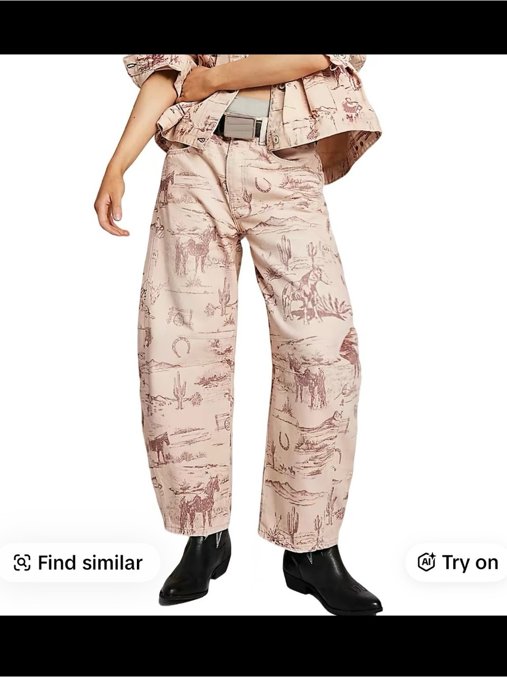Barrel leg Mid rise Desert Print Jeans